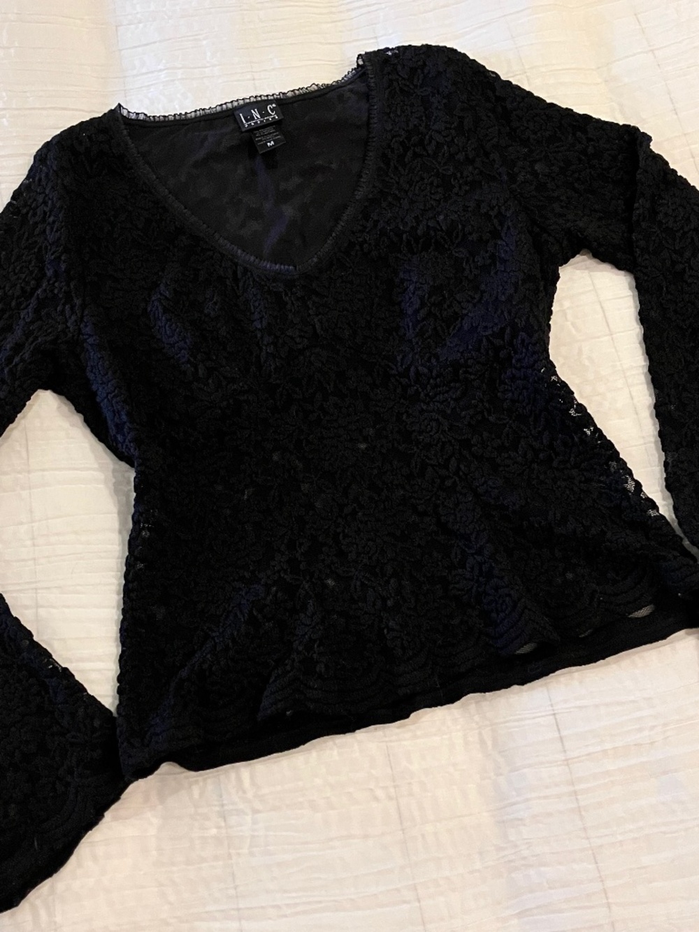 INC International Concepts Black Lace Top